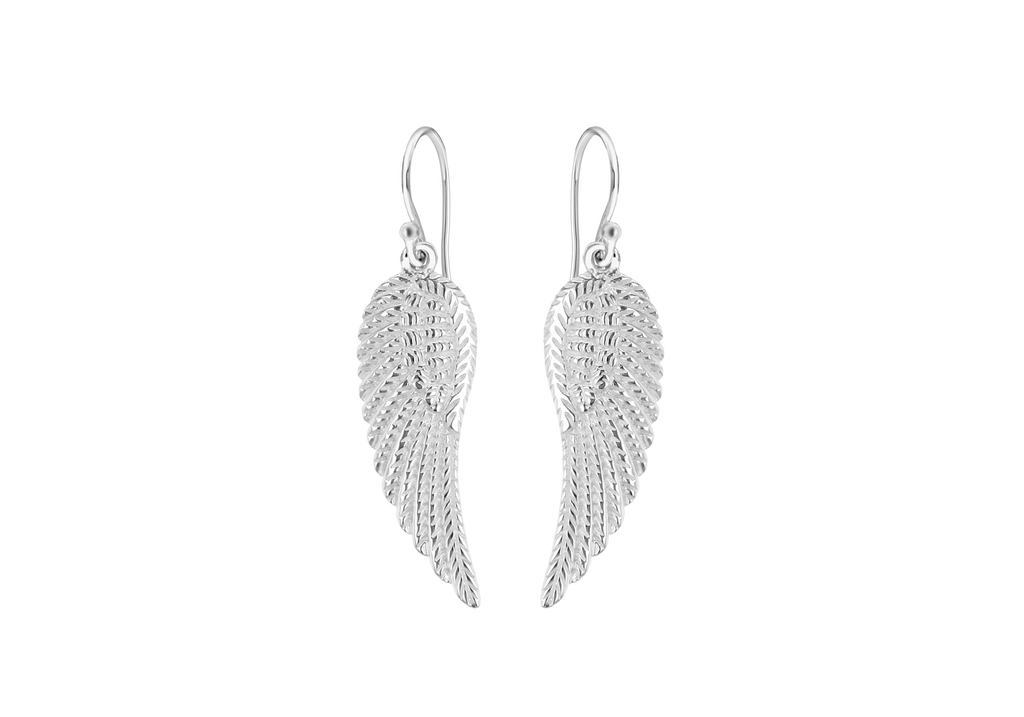 Sterling Silver Angel Wing Drop Earrings