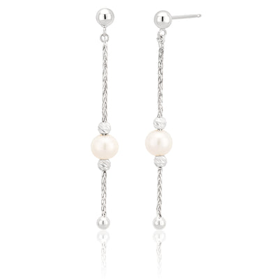 Sterling Silver Fancy Freshwater Pearl Drop Earrings