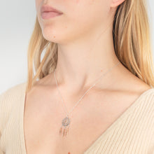 Load image into Gallery viewer, Sterling Silver and Rose Gold Plated Dreamcatcher Drop Pendant
