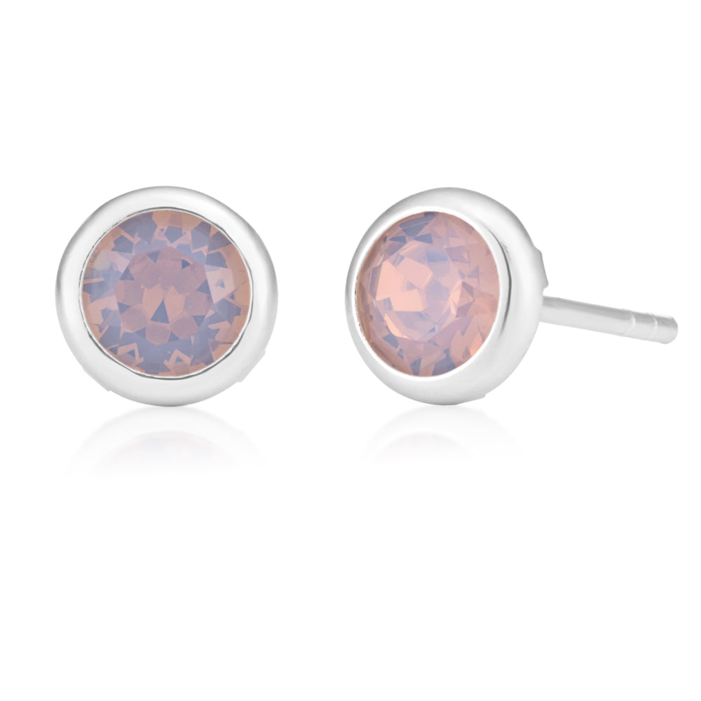 Sterling Silver Swarovski Light Pink Crystal Stud Earrings