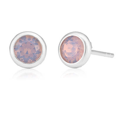 Sterling Silver Swarovski Light Pink Crystal Stud Earrings