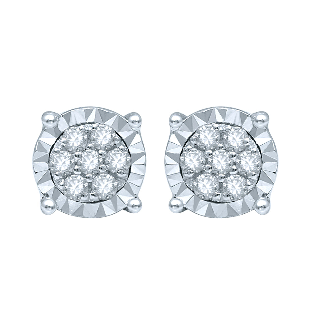 Silver Studs with 14 Diamonds