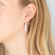 Load image into Gallery viewer, Sterling Silver Feather Drop Stud Earrings
