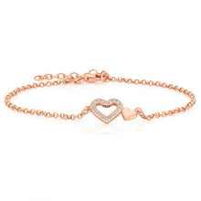 Load image into Gallery viewer, Sterling Silver and Rose Gold Plated 20cm Double Heart Bracelet