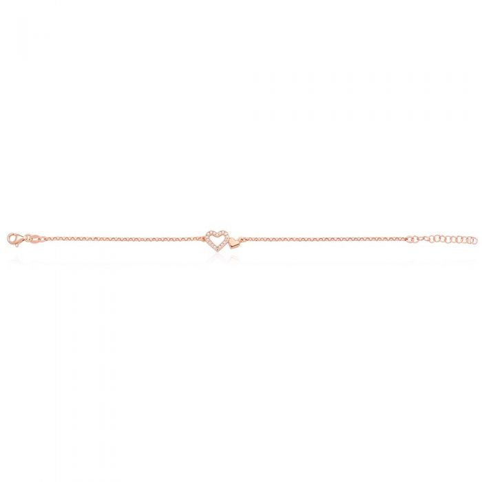 Sterling Silver and Rose Gold Plated 20cm Double Heart Bracelet