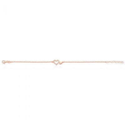 Sterling Silver and Rose Gold Plated 20cm Double Heart Bracelet