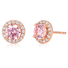 Load image into Gallery viewer, Sterling Silver and Rose Gold Plated Zirconia Stud Earrings