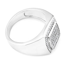 Load image into Gallery viewer, Sterling Silver Zirconia Grid Gents Ring