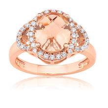 Load image into Gallery viewer, Rose Gold Plated Morgalite Pink Obsidian &amp; Zirconia Ring