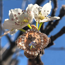 Load image into Gallery viewer, Rose Gold Plated Morgalite Pink Obsidian &amp; Zirconia Ring