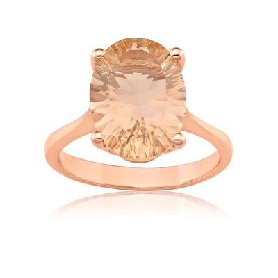 Rose Gold Plated Oval Shape Morgalite Pink Obsidian Ring