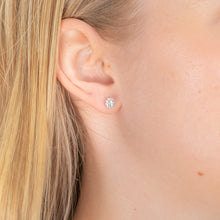 Load image into Gallery viewer, Sterling Silver Cubic Zirconia Cut Halo Stud Earrings