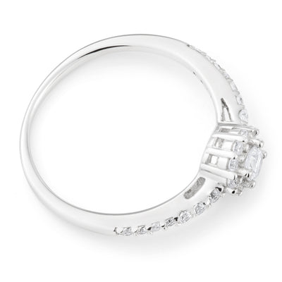 Sterling Silver Cubic Zirconia Cut Halo Ring