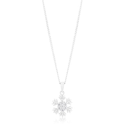 Sterling Silver Cubic Zirconia Snowflake Pendant