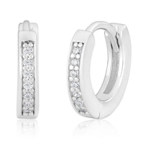 Load image into Gallery viewer, Sterling Silver Cubic Zirconia 10mm Huggie Hoop Earring