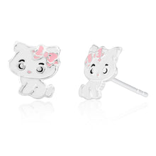 Load image into Gallery viewer, Sterling Silver Pink and White Kitty Studs