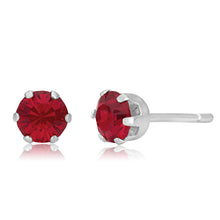 Load image into Gallery viewer, Sterling Silver 5mm 6 Claw Red Crystal Studs