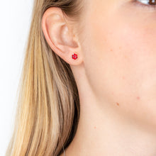 Load image into Gallery viewer, Sterling Silver 5mm 6 Claw Red Crystal Studs