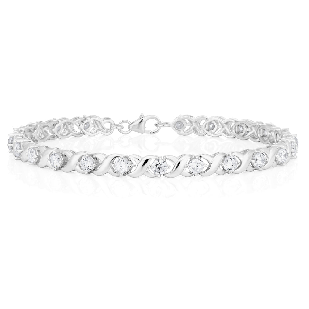 19cm Sterling Silver Zirconia Fancy Bracelet