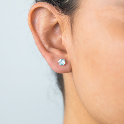 Sterling Silver Light Blue Crystal  5mm 6 Claw Studs SS