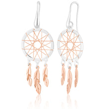 Load image into Gallery viewer, Sterling Silver Rose Plated Two tone 50mm Dream Catcher Earrings