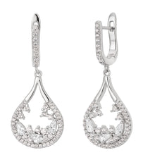 Load image into Gallery viewer, Sterling Silver Zirconia Fancy Drop Earrings