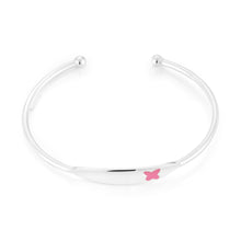 Load image into Gallery viewer, Sterling Silver Pink Butterfly Kids 45mm Bangle