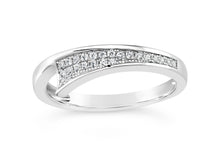 Load image into Gallery viewer, Sterling Silver Fancy Tapered 3 Row Zirconia Ring