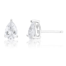 Load image into Gallery viewer, Sterling Silver Zirconia Pear Stud Earrings