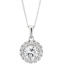 Load image into Gallery viewer, Sterling Silver Zirconia Fancy Round Pendant