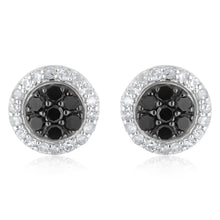 Load image into Gallery viewer, 3/4 Carat Champagne. Black &amp; White Diamond Earring Set with Removable Halo