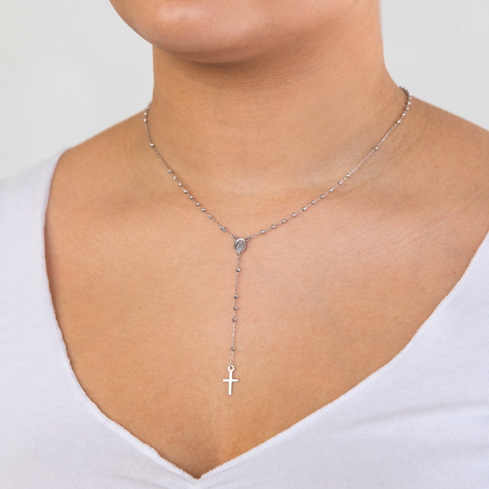 Sterling Silver 45cm Rosary with Madona