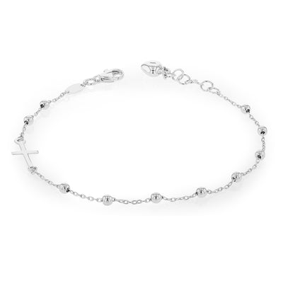 Sterling Silver Bead and Cross 19cm BR SS