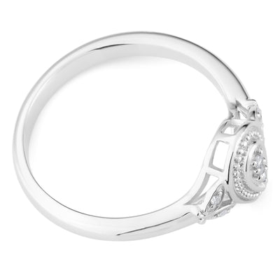 Sterling Silver Marquise Shaped Diamond Ring