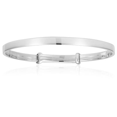 Sterling Silver 3mm Flat Baby Bangle Expandable 34-48mm