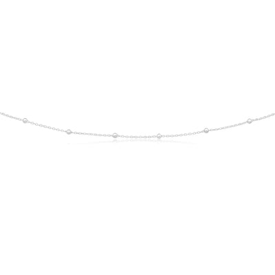 Sterling Silver 41cm + 8cm Extender Alternate Ball and Chain Necklet