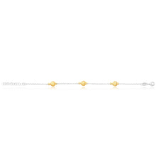 Load image into Gallery viewer, Sterling Silver and Rose Plated 19cm Alternate Heart and Chain Bracelet