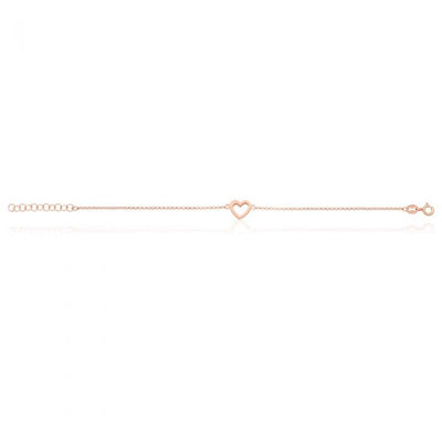 Sterling Silver and Rose Plated 18cm Heart Bracelet