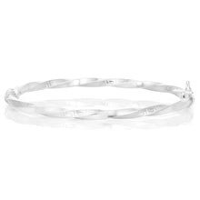 Load image into Gallery viewer, Sterling Silver Greek Key Oval Hinged Bangle