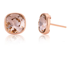 Load image into Gallery viewer, Sterling Silver and Rose Gold Plated Swarovski Champagne Crystal Stud Earrings