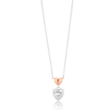 Load image into Gallery viewer, Sterling Silver Rose Gold Hearts With Cubic Zirconia Drop Pendant