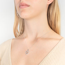 Load image into Gallery viewer, Sterling Silver Zirconia Double Heart Pendant