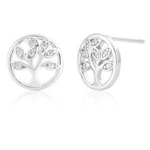 Load image into Gallery viewer, Cubic Zirconia Tree Of Life Stud Earrings