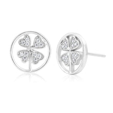 Load image into Gallery viewer, Sterling Silver 4 Leaf Clover Stud Earrings