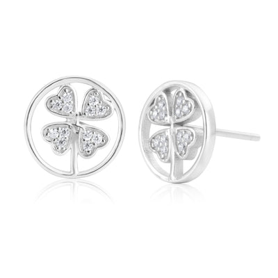 Sterling Silver 4 Leaf Clover Stud Earrings