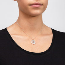 Load image into Gallery viewer, Sterling Silver Cubic Zirconia Aries Horoscope Round 19mm x 26mm Pendant