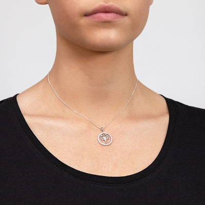 Sterling Silver Cubic Zirconia Scorpio Horoscope Round 19mm x 26mm Pendant