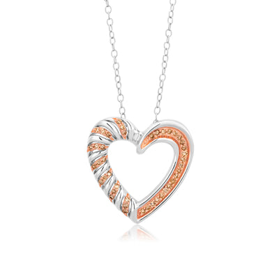 Sterling Silver 1/4 Carat Champagne Diamond Heart Pendant On 40cm Chain
