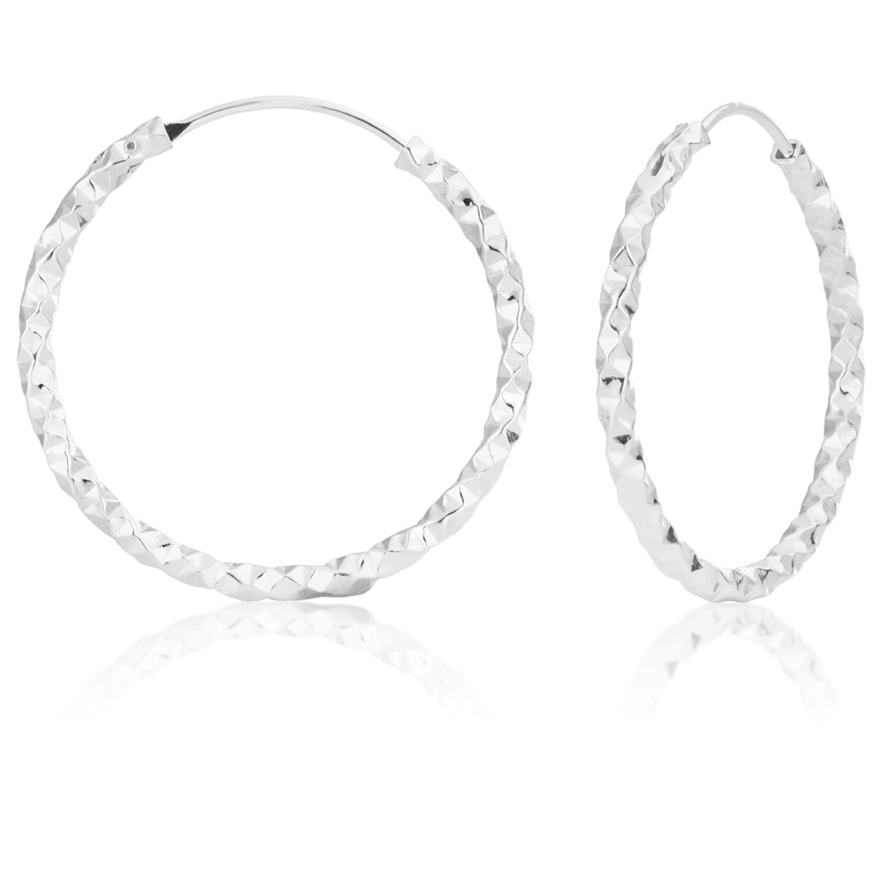 Sterling Silver 27mm Fancy Hoops