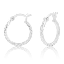 Load image into Gallery viewer, Sterling Silver 15mm Dicut Hoop Earrings